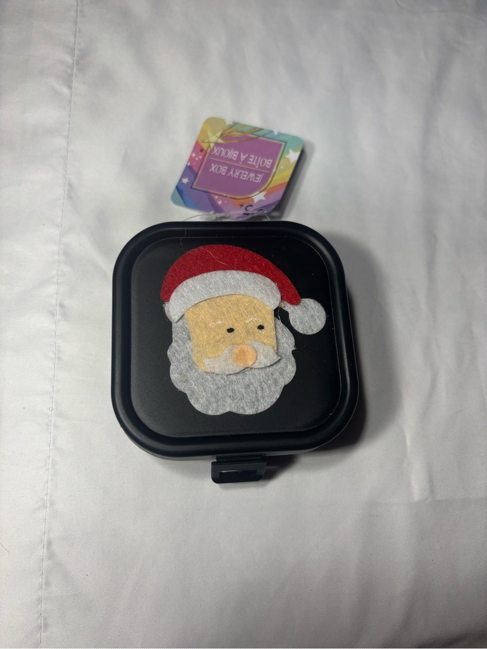 New Travel Jewelry Box Black Square Box with Felt Santa Decoration